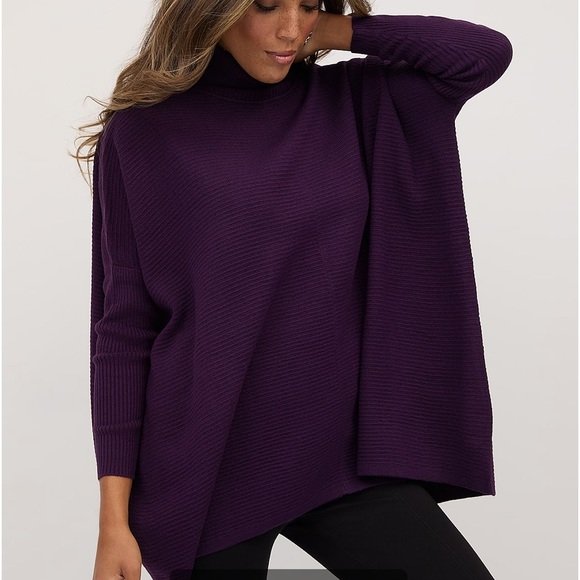 NY & Company purple batwing turtle neck tunic sweater - Picture 8 of 8